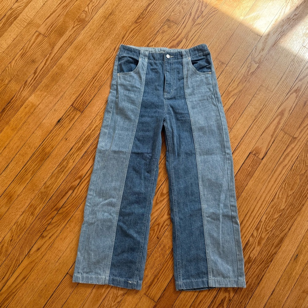 BDG High and Wide Cropped Denim Patchwork Jeans Size 29